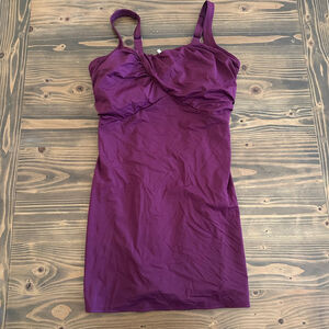 Women's Lands' End Purple Long Swim Top Size 12 DDD Ruched Bust